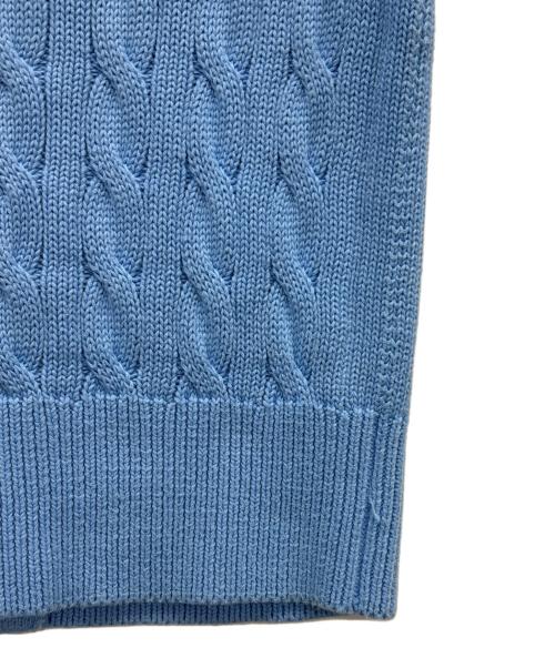 POLO RALPH LAUREN（ポロ・ラルフローレン）POLO RALPH LAUREN (ポロ・ラルフローレン) ケーブルニットショートスリーブカーディガン スカイブルー サイズ:Lの古着・服飾アイテム
