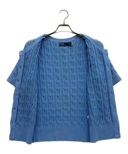 POLO RALPH LAUREN（ポロ・ラルフローレン）POLO RALPH LAUREN (ポロ・ラルフローレン) ケーブルニットショートスリーブカーディガン スカイブルー サイズ:Lの古着・服飾アイテム
