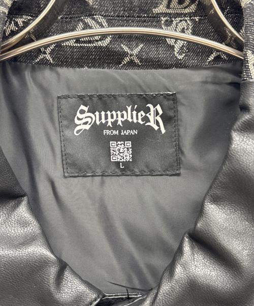 SUPPLIER（サプライヤー）SUPPLIER (サプライヤー) フェイクレザー×デニム切替ジャケット ブラック サイズ:Lの古着・服飾アイテム