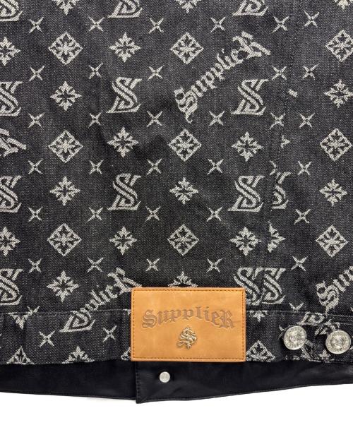SUPPLIER（サプライヤー）SUPPLIER (サプライヤー) フェイクレザー×デニム切替ジャケット ブラック サイズ:Lの古着・服飾アイテム