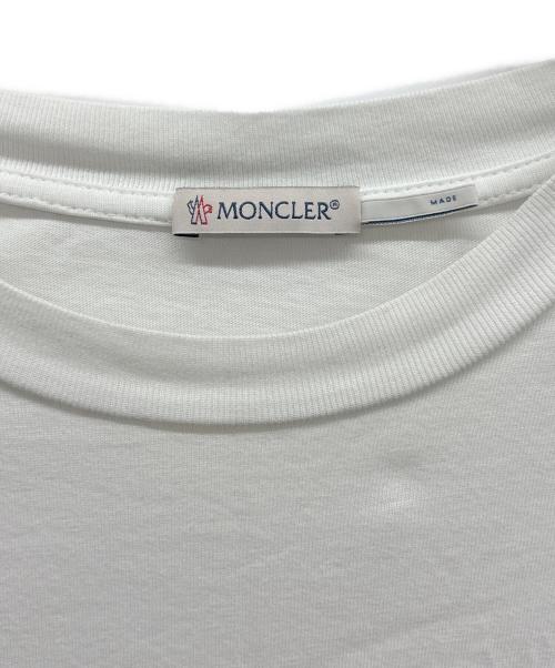 MONCLER（モンクレール）MONCLER (モンクレール) ラバーロゴTシャツ ホワイト×ブラウン サイズ:Mの古着・服飾アイテム