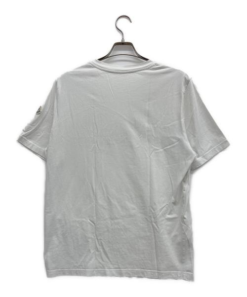 MONCLER（モンクレール）MONCLER (モンクレール) ラバーロゴTシャツ ホワイト×ブラウン サイズ:Mの古着・服飾アイテム
