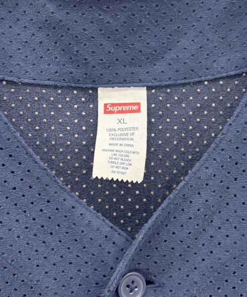 SUPREME（シュプリーム）SUPREME (シュプリーム) ULTRASUEDE MESH BASEBALL JERSEY ネイビー×ホワイト サイズ:XLの古着・服飾アイテム