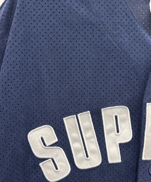SUPREME（シュプリーム）SUPREME (シュプリーム) ULTRASUEDE MESH BASEBALL JERSEY ネイビー×ホワイト サイズ:XLの古着・服飾アイテム