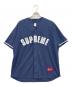 SUPREME（シュプリーム）の古着「ULTRASUEDE MESH BASEBALL JERSEY」｜ネイビー×ホワイト