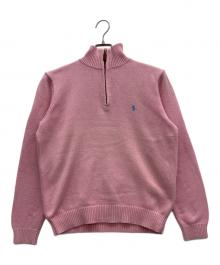 POLO RALPH LAUREN（ポロ・ラルフローレン）の古着「ハーフジップニット」｜ピンク