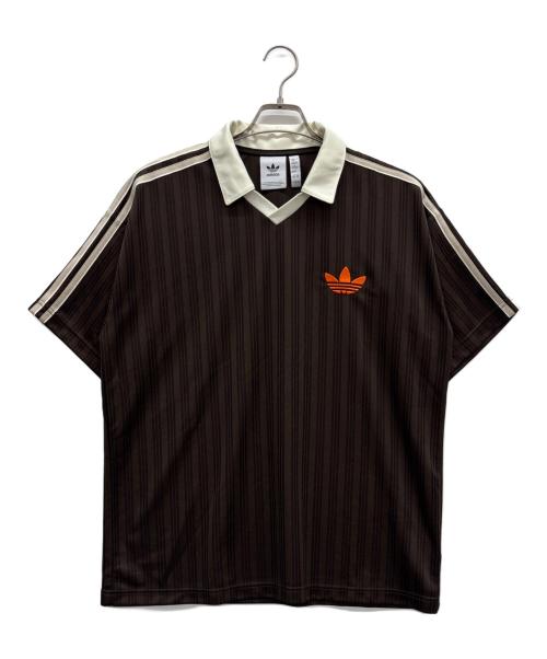 adidas（アディダス）adidas (アディダス) U FOOTBALL JERSEY TEE ブラウン×ホワイト サイズ:ASIA Dの古着・服飾アイテム