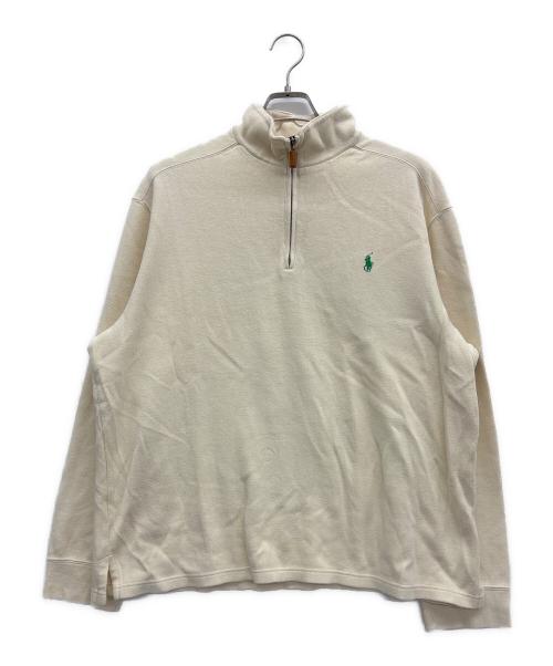POLO RALPH LAUREN（ポロ・ラルフローレン）POLO RALPH LAUREN (ポロ・ラルフローレン) ハーフジップスウェット アイボリー サイズ:XLの古着・服飾アイテム