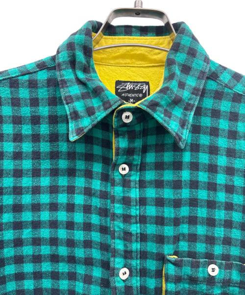 stussy（ステューシー）stussy (ステューシー) 半袖シャツ グリーン×ブラック サイズ:Mの古着・服飾アイテム