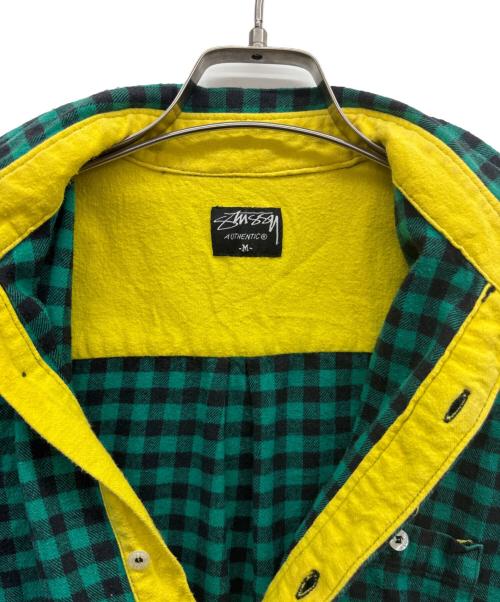 stussy（ステューシー）stussy (ステューシー) 半袖シャツ グリーン×ブラック サイズ:Mの古着・服飾アイテム