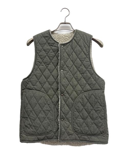 Veritecoeur（ヴェリテクール）Veritecoeur (ヴェリテクール) リバーシブルボアベスト カーキ×グレー サイズ:Fの古着・服飾アイテム