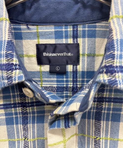 thisisneverthat（ディスイズネバーザット）thisisneverthat (ディスイズネバーザット) ロゴチェック柄シャツジャケット ブルー サイズ:Lの古着・服飾アイテム