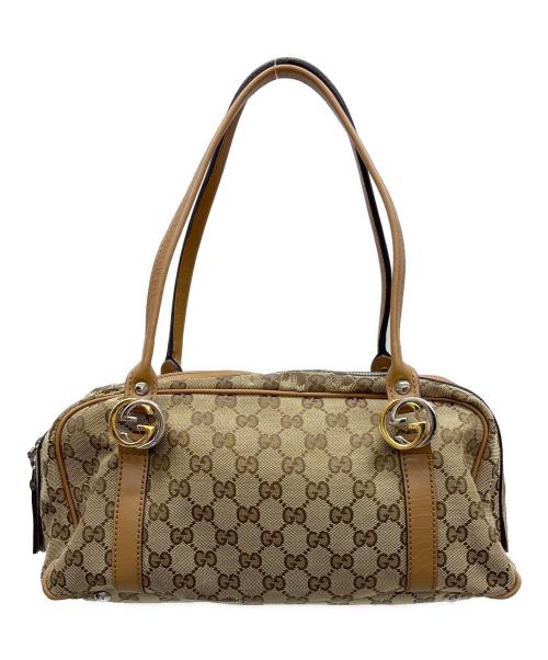 GUCCI（グッチ）GUCCI (グッチ) ハンドバッグ ベージュ×ブラウンの古着・服飾アイテム