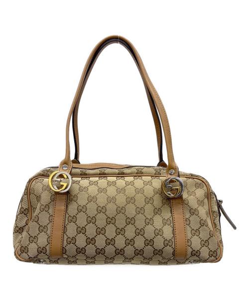 GUCCI（グッチ）GUCCI (グッチ) ハンドバッグ ベージュ×ブラウンの古着・服飾アイテム