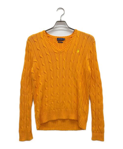 POLO RALPH LAUREN（ポロ・ラルフローレン）POLO RALPH LAUREN (ポロ・ラルフローレン) Vネックケーブルニット オレンジ サイズ:Lの古着・服飾アイテム