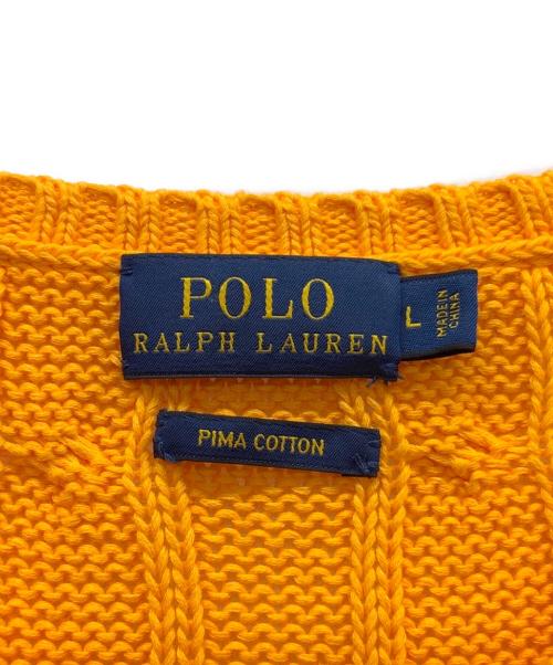 POLO RALPH LAUREN（ポロ・ラルフローレン）POLO RALPH LAUREN (ポロ・ラルフローレン) Vネックケーブルニット オレンジ サイズ:Lの古着・服飾アイテム