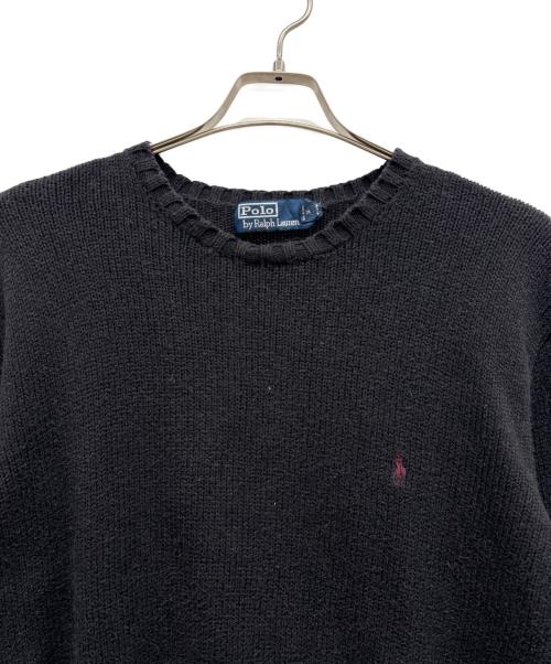 POLO RALPH LAUREN（ポロ・ラルフローレン）POLO RALPH LAUREN (ポロ・ラルフローレン) クルーネックニット ブラック サイズ:Lの古着・服飾アイテム