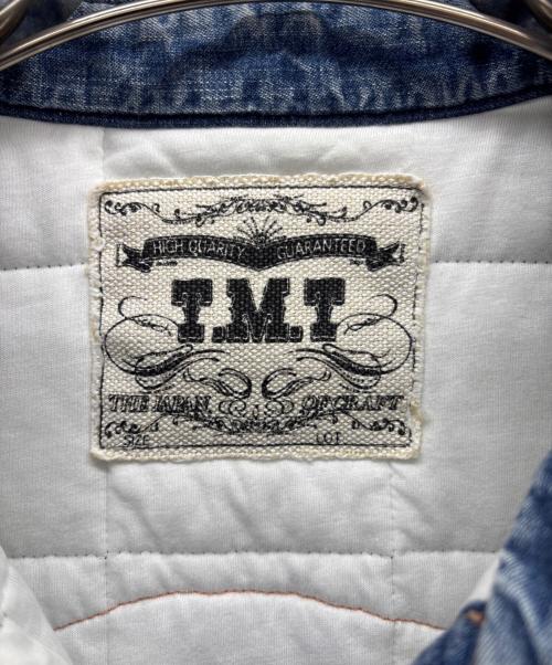 TMT（ティーエムティー）TMT (ティーエムティー) ダメージ加工デニム中綿ジャケット ブルー サイズ:XLの古着・服飾アイテム