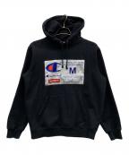 Champion×SUPREMEチャンピオン×シュプリーム）の古着「プルオーバーパーカー」｜ブラック