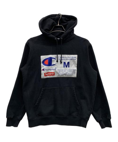 Champion（チャンピオン）Champion (チャンピオン) SUPREME (シュプリーム) プルオーバーパーカー ブラック サイズ:MEDIUMの古着・服飾アイテム