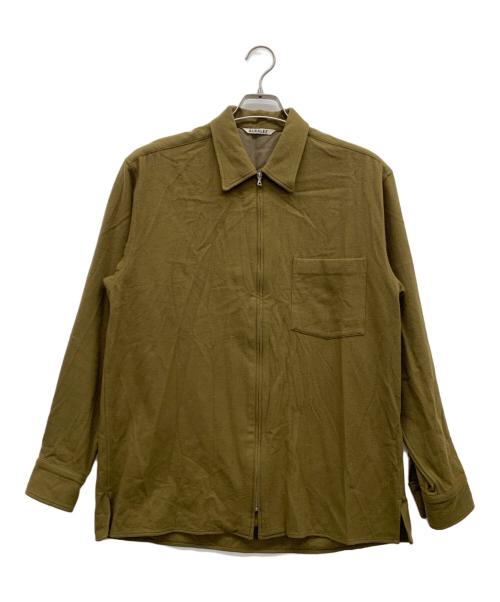 AURALEE（オーラリー）AURALEE (オーラリー) SUPER SOFT WOOL FLANNEL ZIP SHIRTS カーキ サイズ:4の古着・服飾アイテム