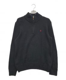 POLO BY RALPH LAUREN（ポロ バイ ラルフローレン）の古着「ハーフジップニット」｜ブラック×レッド