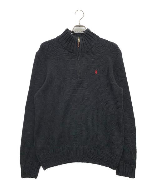 POLO BY RALPH LAUREN（ポロ バイ ラルフローレン）POLO BY RALPH LAUREN (ポロ バイ ラルフローレン) ハーフジップニット ブラック×レッド サイズ:Mの古着・服飾アイテム