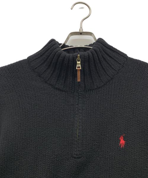 POLO BY RALPH LAUREN（ポロ バイ ラルフローレン）POLO BY RALPH LAUREN (ポロ バイ ラルフローレン) ハーフジップニット ブラック×レッド サイズ:Mの古着・服飾アイテム