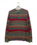 POLO BY RALPH LAURENポロ バイ ラルフローレン）の古着「ヘンリーネックカットソー」｜グリーン×レッド