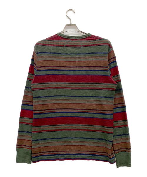 POLO BY RALPH LAUREN（ポロ バイ ラルフローレン）POLO BY RALPH LAUREN (ポロ バイ ラルフローレン) ヘンリーネックカットソー グリーン×レッド サイズ:Mの古着・服飾アイテム
