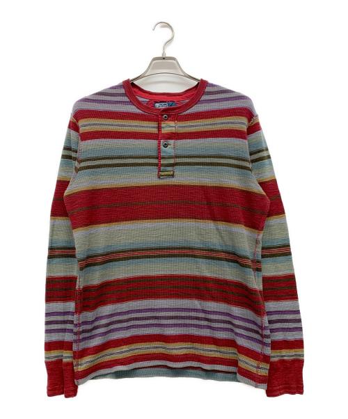 POLO BY RALPH LAUREN（ポロ バイ ラルフローレン）POLO BY RALPH LAUREN (ポロ バイ ラルフローレン) ヘンリーネックカットソー レッド×ブルー サイズ:Mの古着・服飾アイテム