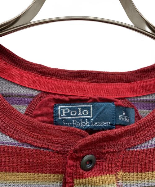 POLO BY RALPH LAUREN（ポロ バイ ラルフローレン）POLO BY RALPH LAUREN (ポロ バイ ラルフローレン) ヘンリーネックカットソー レッド×ブルー サイズ:Mの古着・服飾アイテム