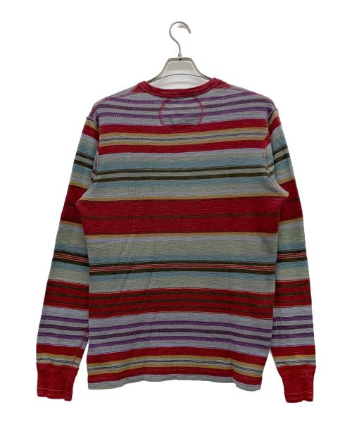 POLO BY RALPH LAUREN（ポロ バイ ラルフローレン）POLO BY RALPH LAUREN (ポロ バイ ラルフローレン) ヘンリーネックカットソー レッド×ブルー サイズ:Mの古着・服飾アイテム