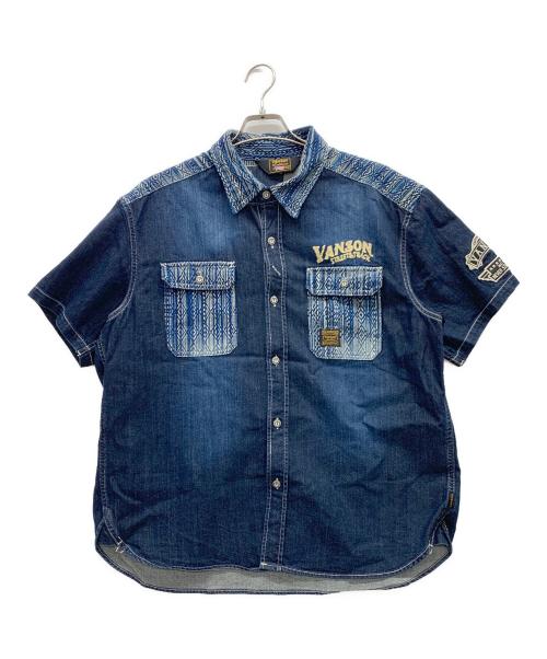VANSON（バンソン）VANSON (バンソン) デニム半袖シャツ ネイビー サイズ:XXLの古着・服飾アイテム