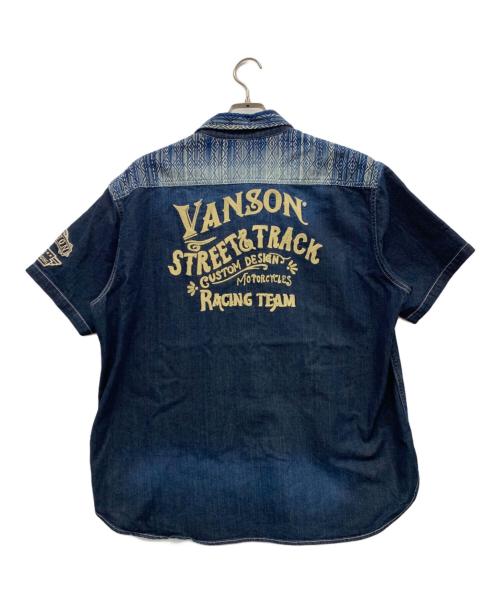 VANSON（バンソン）VANSON (バンソン) デニム半袖シャツ ネイビー サイズ:XXLの古着・服飾アイテム
