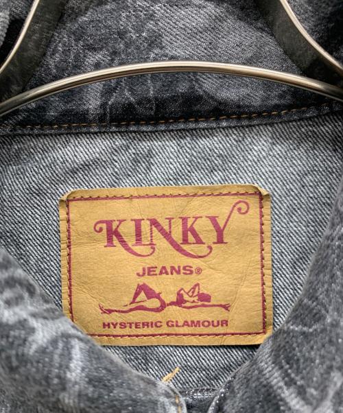 KINKY（キンキーヒステリックグラマー）KINKY (キンキーヒステリックグラマー) HYSTERIC MOTEL柄 デニムジャケット ブラック×グレー サイズ:Lの古着・服飾アイテム
