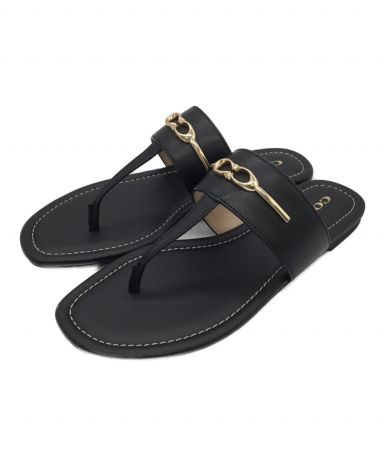 中古・古着通販】COACH (コーチ) レザーサンダル ブラック サイズ:24.0
