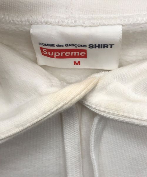 SUPREME（シュプリーム）Supreme (シュプリーム) COMME des GARCONS SHIRT (コムデギャルソンシャツ) SHIRT Split Box Logo Hooded Sweatshirt ホワイト サイズ:Mの古着・服飾アイテム