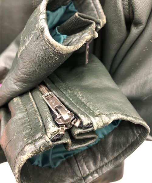 Liugoo Leathers（リューグーレザーズ）LIUGOO LEATHERS (リューグーレザーズ) レザージャケット グリーン サイズ:Lの古着・服飾アイテム