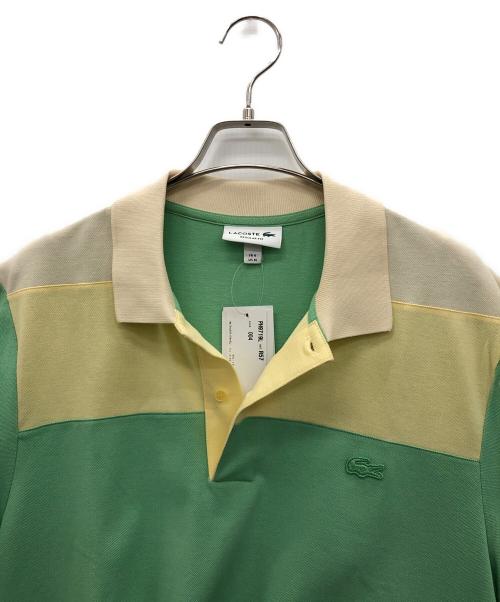 LACOSTE（ラコステ）LACOSTE (ラコステ) フロントパネルボーダーポロシャツ イエロー×グリーン サイズ:4 未使用品の古着・服飾アイテム