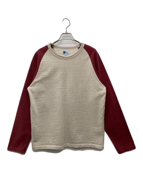 JAPAN BLUE JEANS（ジャパンブルージーンズ）JAPAN BLUE JEANS (ジャパンブルージーンズ) スウェット ベージュ×レッド サイズ:Mの古着・服飾アイテム