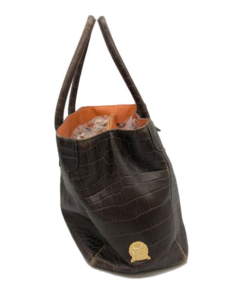 A.D.M.J.（エーディーエムジェイ）A.D.M.J. (エーディーエムジェイ) クロコ型押し トートバッグ ブラウンの古着・服飾アイテム