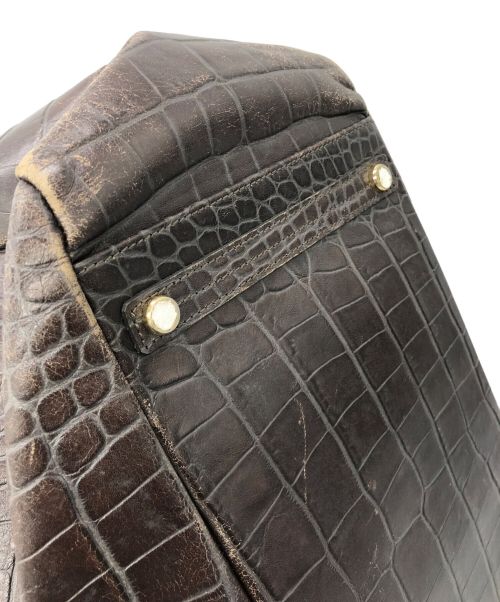 A.D.M.J.（エーディーエムジェイ）A.D.M.J. (エーディーエムジェイ) クロコ型押し トートバッグ ブラウンの古着・服飾アイテム