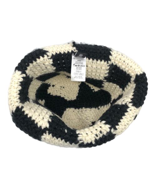 stussy（ステューシー）stussy (ステューシー) Checker Knit Bucket Hat ブラック×ホワイトの古着・服飾アイテム