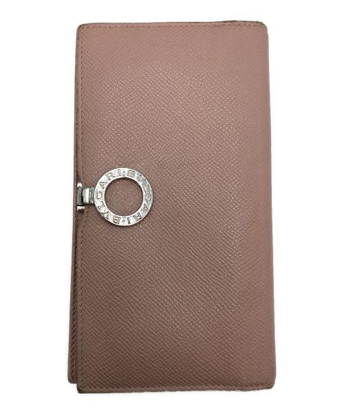 BVLGARI（ブルガリ）BVLGARI (ブルガリ) ロゴクリップレザー長財布 ピンクの古着・服飾アイテム