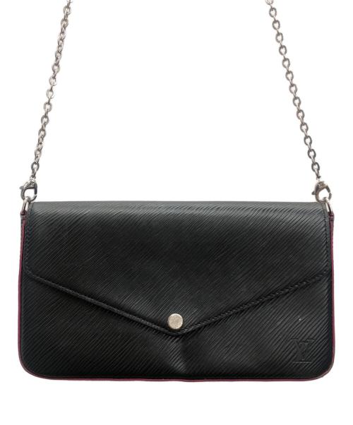 LOUIS VUITTON（ルイ ヴィトン）LOUIS VUITTON (ルイ ヴィトン) ショルダーウォレット ブラック×ピンクの古着・服飾アイテム
