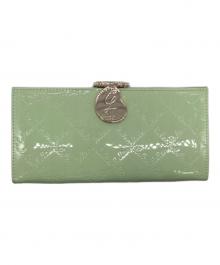 Clelia（クレリア）の古着「がま口×フラップエナメル長財布」｜黄緑