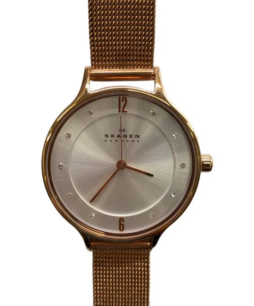 SKAGEN（スカーゲン）SKAGEN (スカーゲン) ANITA LILLE ローズゴールドトーン スチールメッシュウォッチの古着・服飾アイテム