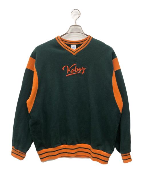 KEBOZ（ケボズ）KEBOZ (ケボズ) ICON BOW SWEAT CREWNECK グリーン×オレンジ サイズ:Lの古着・服飾アイテム