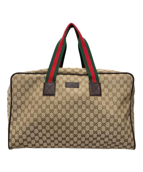 GUCCI（グッチ）GUCCI (グッチ) シェリーラインボストンバッグ ベージュ×ダークブラウンの古着・服飾アイテム